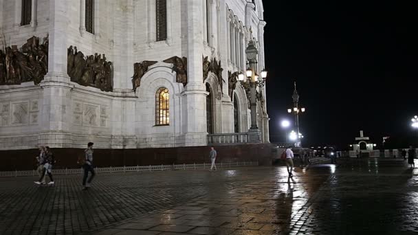 Moskva Augusti 2018 Kristus Frälsaren Katedralen Natten Moskva Ryssland — Stockvideo