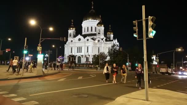 Moscow Russia August 2018 Christ Savior Cathedral Night Moscow Russia — Stok Video