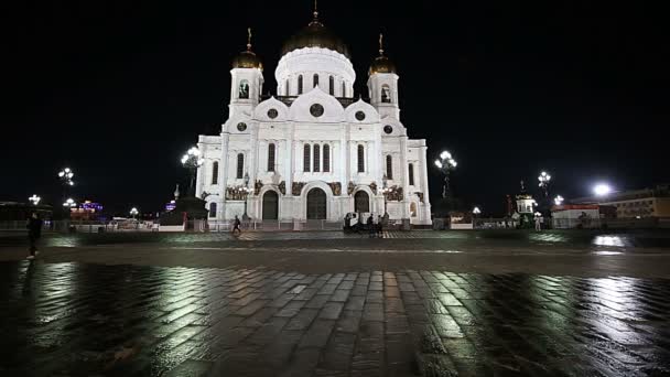 Mosca Russia Agosto 2018 Cattedrale Cristo Salvatore Notte Mosca Russia — Video Stock