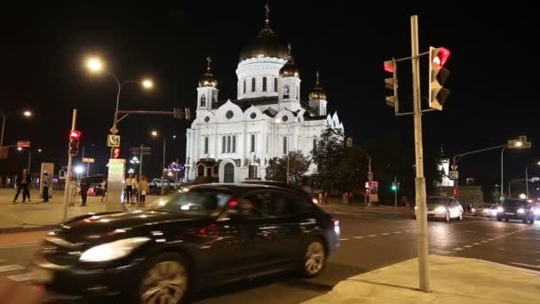 Moscow Russia August 2018 Christ Savior Cathedral Night Moscow Russia — Stock Video