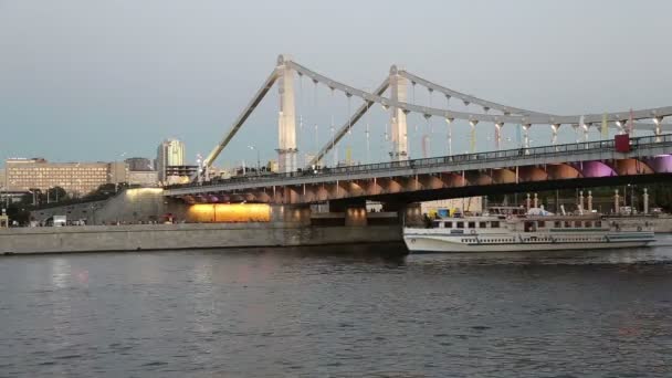 Moscow Russia August 2018 Jembatan Sungai Dan Jembatan Krymsky Atau — Stok Video