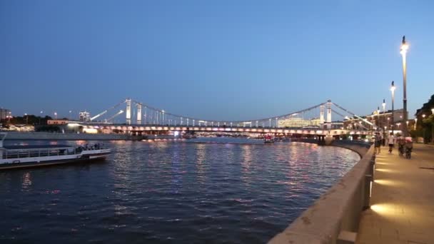 Moskau Russland August 2018 Moskau Moskva Fluss Und Krymsky Brücke — Stockvideo