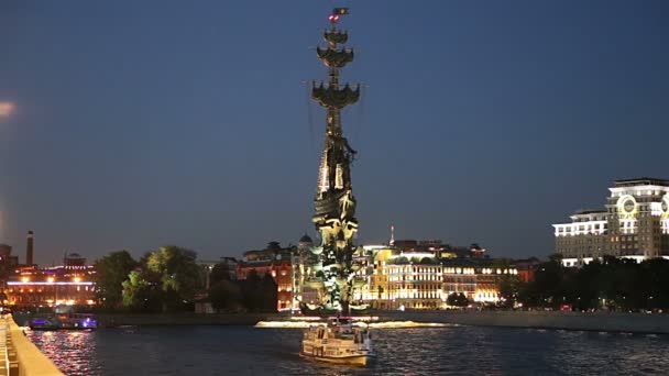 Moscow Russia August 2018 Moskow Moskva River Embankment Peter Great — Stock Video