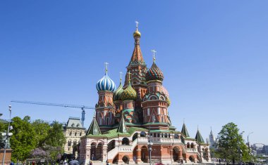 Moskova, Rusya 11 Mayıs 2018: Aziz Basil Katedrali (Tapınak, fesleğen mübarek), Kızıl Meydan, Moskova, Rusya Federasyonu   