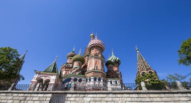 Moskova, Rusya 11 Mayıs 2018: Aziz Basil Katedrali (Tapınak, fesleğen mübarek), Kızıl Meydan, Moskova, Rusya Federasyonu   