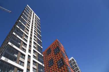 Çok katlı bina altında inşaat (yeni konut kompleksi), Moskova, Rusya Federasyonu 