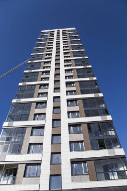 Çok katlı bina altında inşaat (yeni konut kompleksi), Moskova, Rusya Federasyonu 