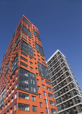 Çok katlı bina altında inşaat (yeni konut kompleksi), Moskova, Rusya Federasyonu 