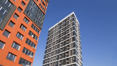 Çok katlı bina altında inşaat (yeni konut kompleksi), Moskova, Rusya Federasyonu 