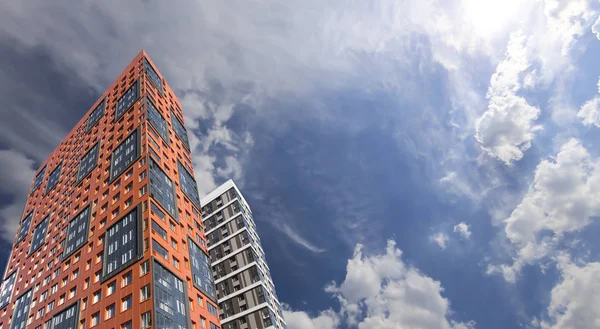 Edificio Varios Pisos Construcción Nuevo Complejo Residencial Contra Cielo Moscú — Foto de Stock