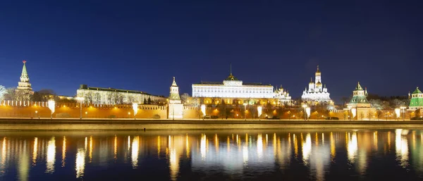 Pohled Řeku Moskvu Kreml Noci Moskva Rusko Nejoblíbenější Pohled Moskvu — Stock fotografie