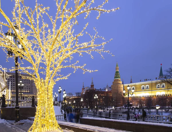 Natal Feriados Ano Novo Decoração Moscou Noite Russia Manege Square — Fotografia de Stock