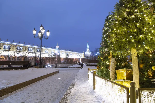 Natal Feriados Ano Novo Decoração Moscou Noite Russia Manege Square — Fotografia de Stock