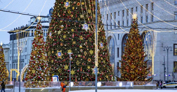 Moskou Rusland Januari 2019 Nieuwjaars Vakantie Kerstdecoratie Moskou Bij Nacht — Stockfoto