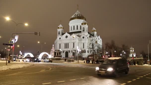 Moskva Ryssland Januari 2019 Nyårshelgen Juldekoration Moskva Natten Ryssland Nära — Stockvideo