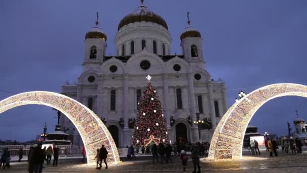 Moscow Oroszország Január 2019 Újévi Ünnepek Karácsonyi Dekoráció Moszkva Éjjel — Stock videók