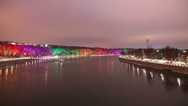 Christmas Yeni Yıl Tatilleri Dekorasyon Gece Moskova Rusya Moskova Nehri — Stok video