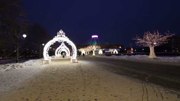 Москва Російська Федерація Січня 2019 Різдвяні Новорічні Свята Прикраси Москві — стокове відео