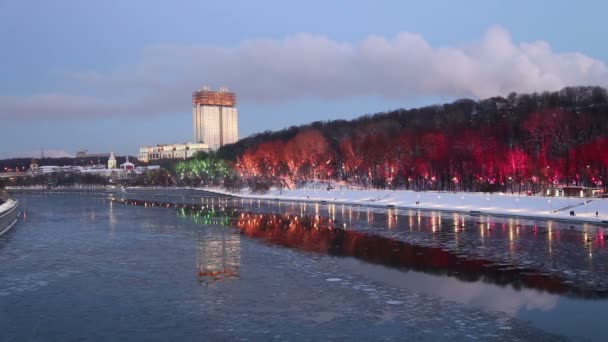 Navidad Vacaciones Año Nuevo Decoración Moscú Por Noche Rusia Andreevskaya — Vídeo de stock