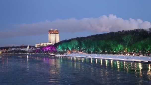 Navidad Vacaciones Año Nuevo Decoración Moscú Por Noche Rusia Andreevskaya — Vídeos de Stock