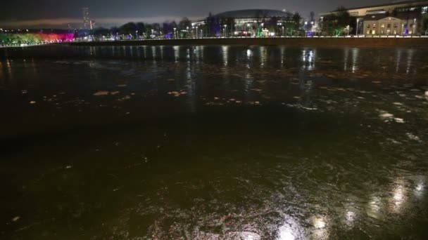 Rivier Moskva Een Winteravond Moskou Rusland — Stockvideo