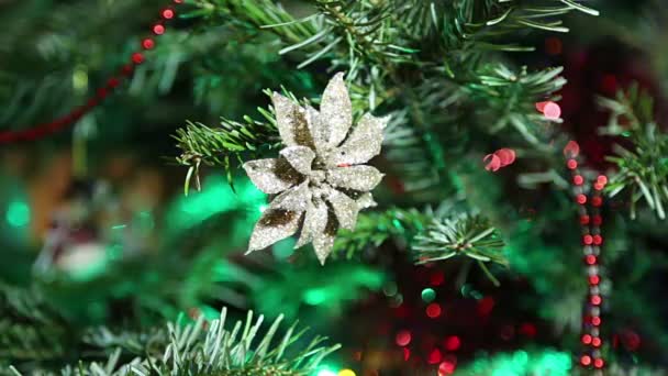 Hermoso Árbol Navidad Con Juguetes Decorativos Navidad — Vídeos de Stock