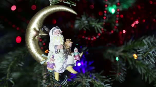 Hermoso Árbol Navidad Con Juguetes Decorativos Navidad — Vídeo de stock