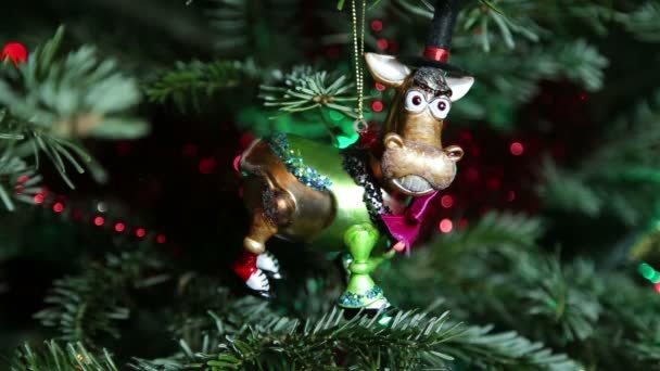 Krásný Vánoční Strom Ozdobnými Chritmas Hračky — Stock video