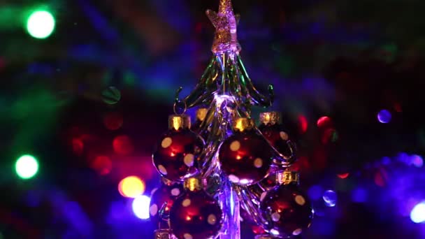 Mooie Kerstboom Met Decoratieve Chritmas Speelgoed — Stockvideo