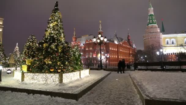 俄罗斯莫斯科 2019年1月12日 莫斯科 的圣诞节 新年假期 克里姆林宫附近的曼日广场 — 图库视频影像