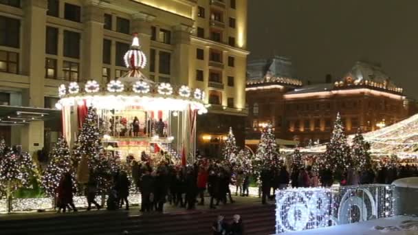 Moscow Oroszország 2019 Január Karácsonyi Újévi Ünnepek Dekoráció Éjjel Moszkva — Stock videók