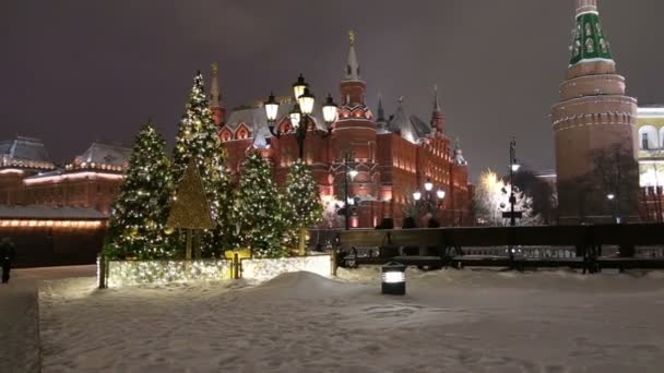 莫斯科 的圣诞节 新年假期 克里姆林宫附近的曼日广场 — 图库视频影像