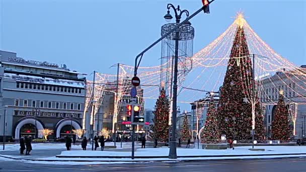 Moscow Rússia Janeiro 2019 Decoração Natal Feriados Ano Novo Moscou — Vídeo de Stock