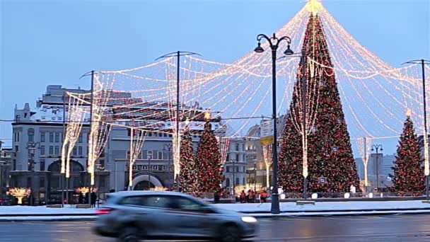 Moscow Rússia Janeiro 2019 Decoração Natal Feriados Ano Novo Moscou — Vídeo de Stock