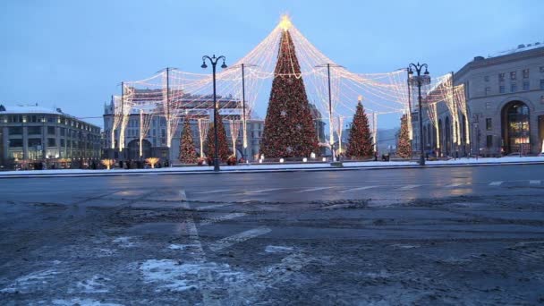 Moskwa Rosja Stycznia 2019 Dekorację Świąteczną Sylwester Moskwie Nocy Federacja — Wideo stockowe