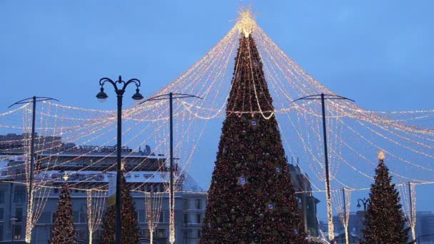 Moskva Ryssland Januari 2019 Nyårshelgen Juldekoration Moskva Natten Ryssland Lubyanskaya — Stockvideo