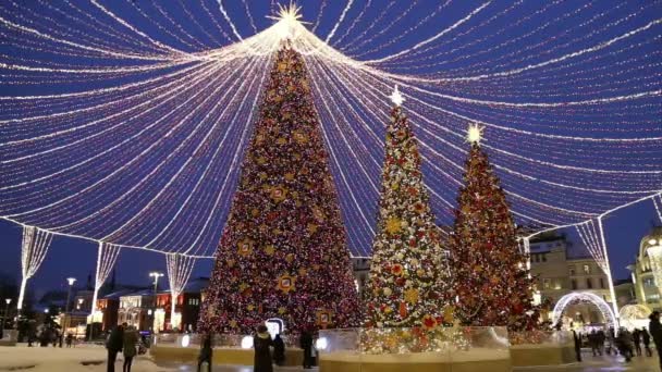 モスクワのモスクワ ロシア連邦 2019 クリスマス 装飾ロシア Lubyanskaya ルビャンカ — ストック動画