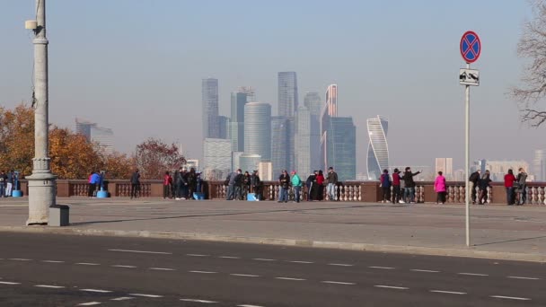 Moskou Oktober 2018 Uitzicht Stad Het Complex Van Wolkenkrabbers Moskou — Stockvideo