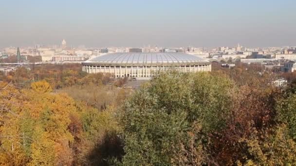 Uitzicht Centrale Moscow Mussenheuvels Vorobyovy Gory Observatie Bekijken Platform Een — Stockvideo