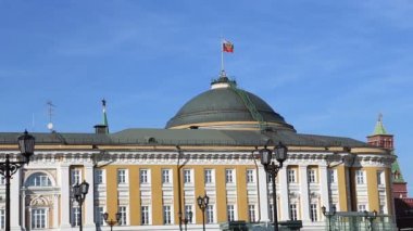 Moskova--başkanlık standart, Kremlin üzerinde Rusya Başkanı sembolü Rusya'da Başkan köşkü üzerinde Rus bayrağı 