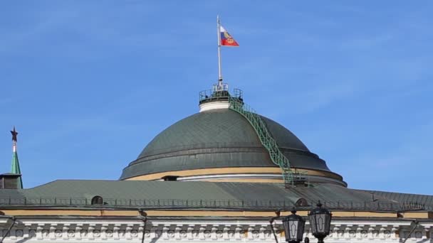 Bendera Rusia Atas Kediaman Presiden Rusia Dalam Standar Moscow Presidensial — Stok Video