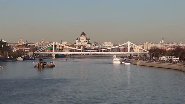 Rio Moskva Aterros Dia Moscou Rússia — Vídeo de Stock