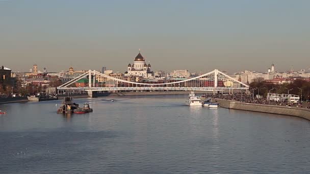 Rio Moskva Aterros Dia Moscou Rússia — Vídeo de Stock