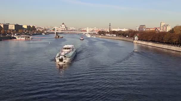 Moskva November 2018 Moskvafloden Och Vallar Dag Moscow Ryssland — Stockvideo