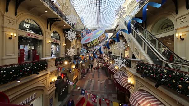 Moscú Rusia Enero 2019 Tienda Universal Interior Gum Navidad Año — Vídeos de Stock