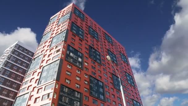 Immeuble Plusieurs Étages Construction Nouveau Complexe Résidentiel Contre Ciel Moscou — Video