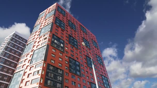 Immeuble Plusieurs Étages Construction Nouveau Complexe Résidentiel Contre Ciel Moscou — Video