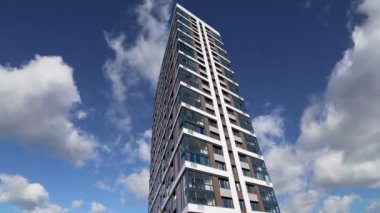 Çok katlı bina yapım aşamasında (yeni konut kompleksi) gökyüzü, Moskova, Rusya Federasyonu  