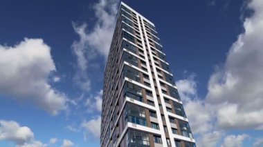 Çok katlı bina yapım aşamasında (yeni konut kompleksi) gökyüzü, Moskova, Rusya Federasyonu  