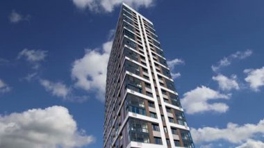 Çok katlı bina yapım aşamasında (yeni konut kompleksi) gökyüzü, Moskova, Rusya Federasyonu